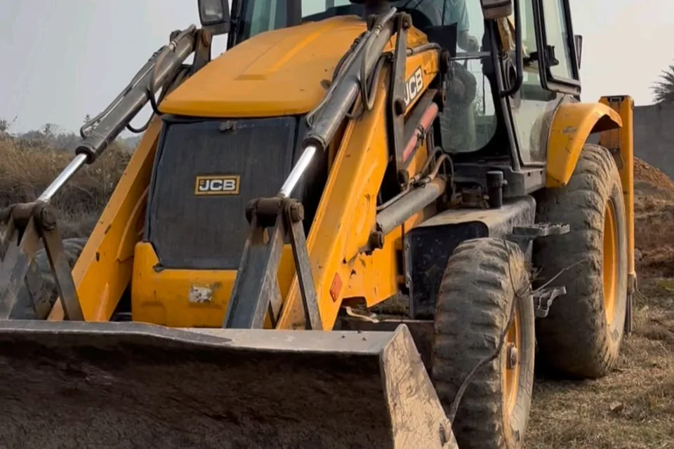 Backhoe loader front view