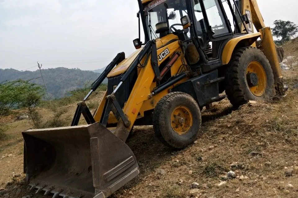 Backhoe loader at worksite